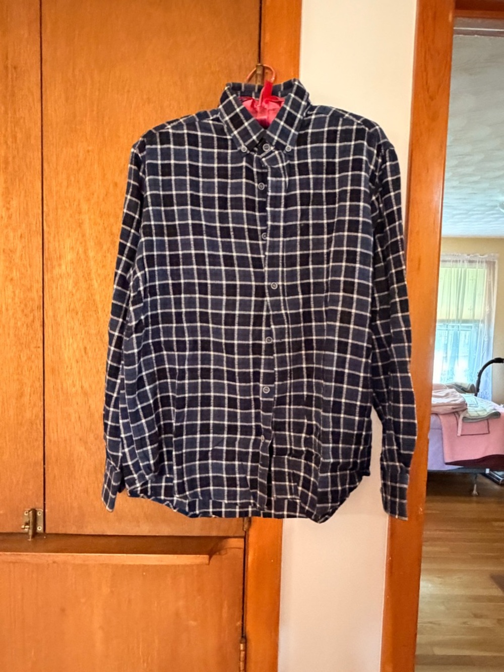 Men's Navy White Windowpane Button-Down Shirt